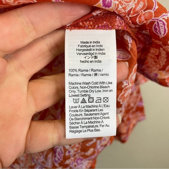 J.‎ Crew Floral Ramie-Linen Long Sleeve Top in Painted Block Print XS - Picture 8 of 10